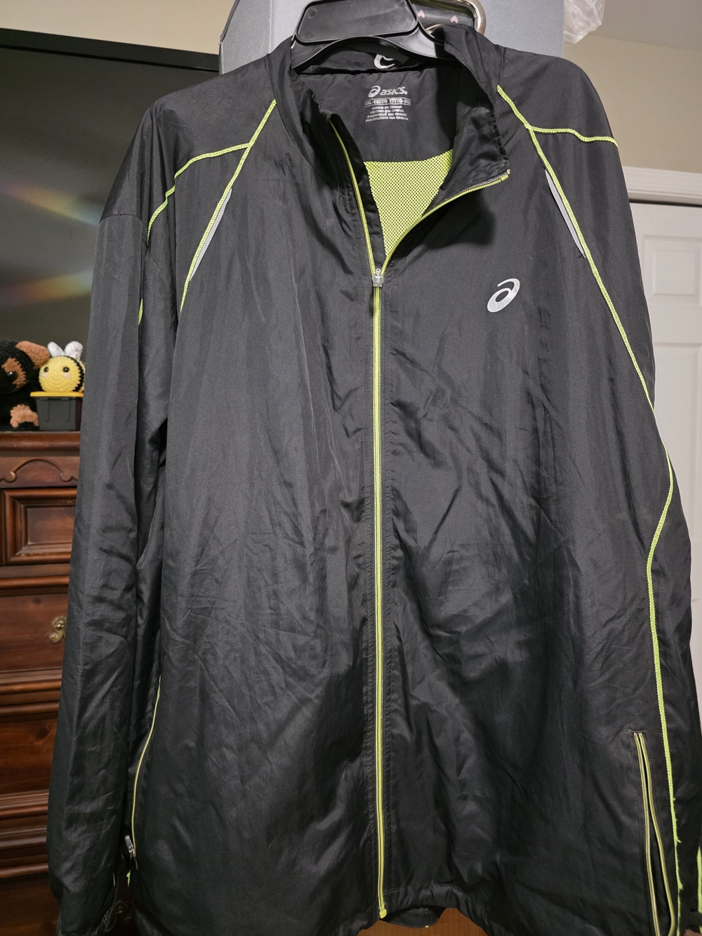 ASICS Black Performance Jacket with Neon Yellow Accents